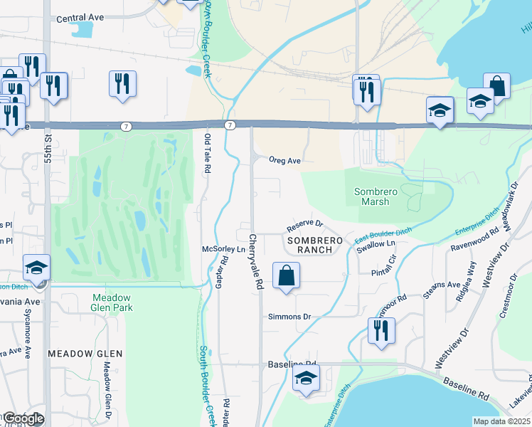 map of restaurants, bars, coffee shops, grocery stores, and more near 1404 Wonderview Court in Boulder
