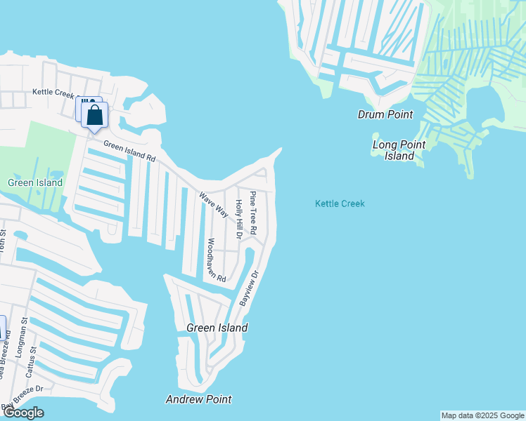 map of restaurants, bars, coffee shops, grocery stores, and more near 691 Bayview Drive in Toms River