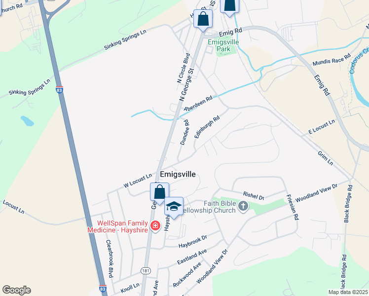 map of restaurants, bars, coffee shops, grocery stores, and more near 201 Edinburgh Road in York