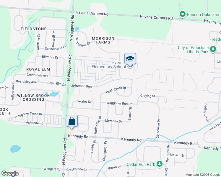 map of restaurants, bars, coffee shops, grocery stores, and more near 7902 Birch Creek Drive in Blacklick
