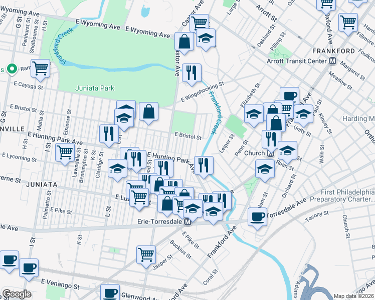 map of restaurants, bars, coffee shops, grocery stores, and more near 4236 O Street in Philadelphia