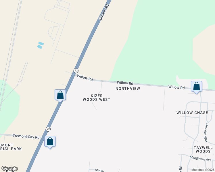 map of restaurants, bars, coffee shops, grocery stores, and more near 335 Willow Road in Springfield