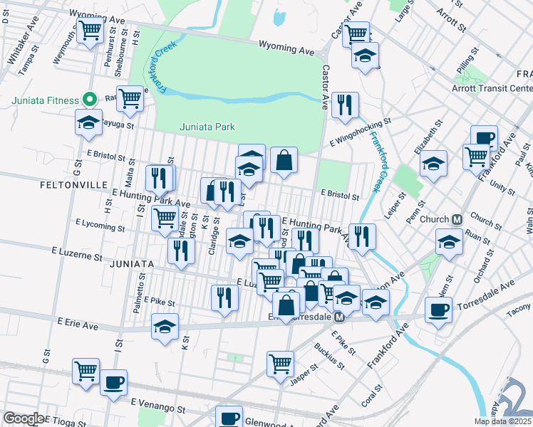 map of restaurants, bars, coffee shops, grocery stores, and more near 4213 Glendale Street in Philadelphia