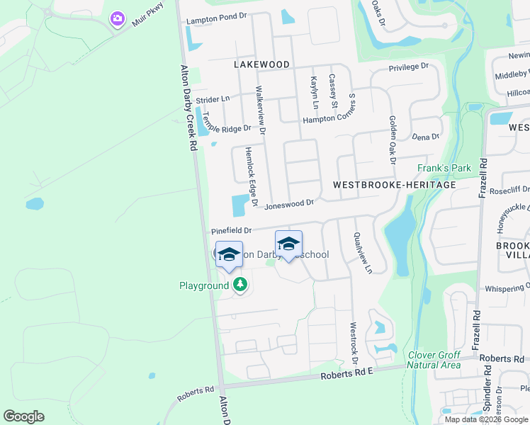 map of restaurants, bars, coffee shops, grocery stores, and more near 6135 Joneswood Drive in Hilliard