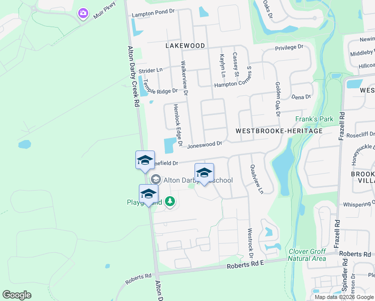 map of restaurants, bars, coffee shops, grocery stores, and more near 6135 Joneswood Drive in Hilliard
