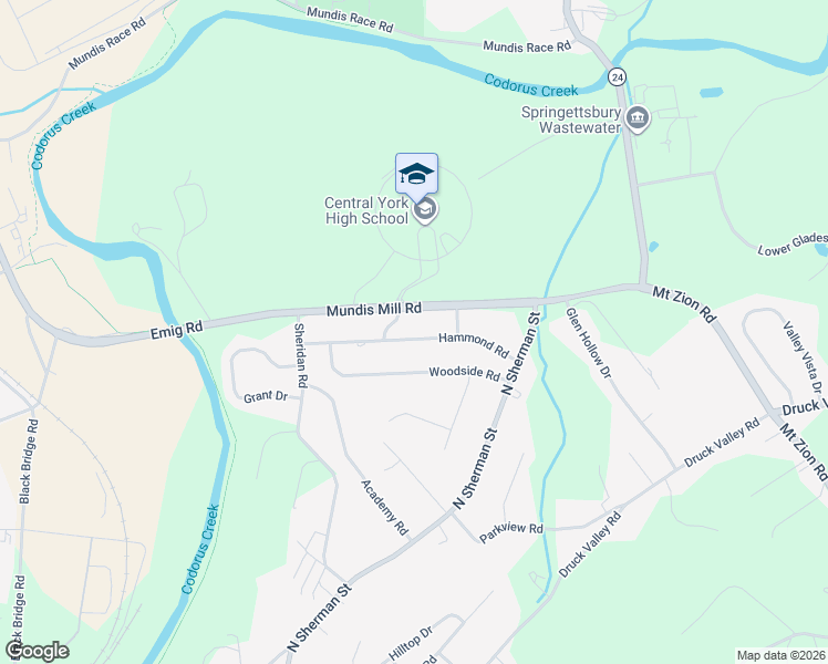 map of restaurants, bars, coffee shops, grocery stores, and more near 635 Hammond Road in York