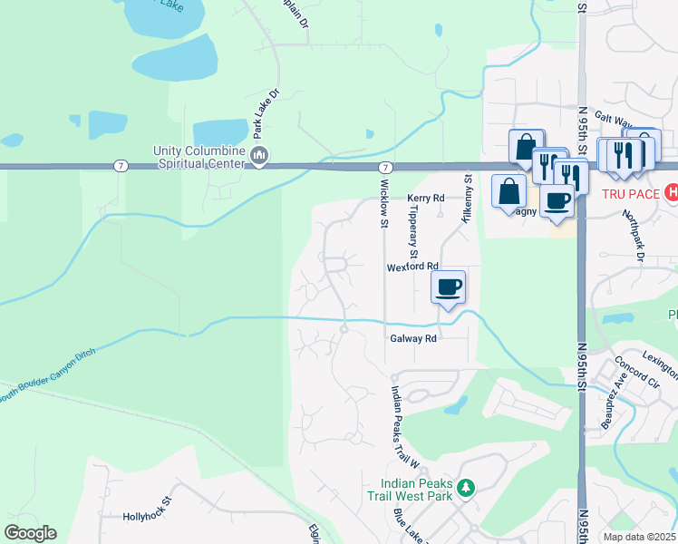 map of restaurants, bars, coffee shops, grocery stores, and more near 9065 Jason Court in Boulder