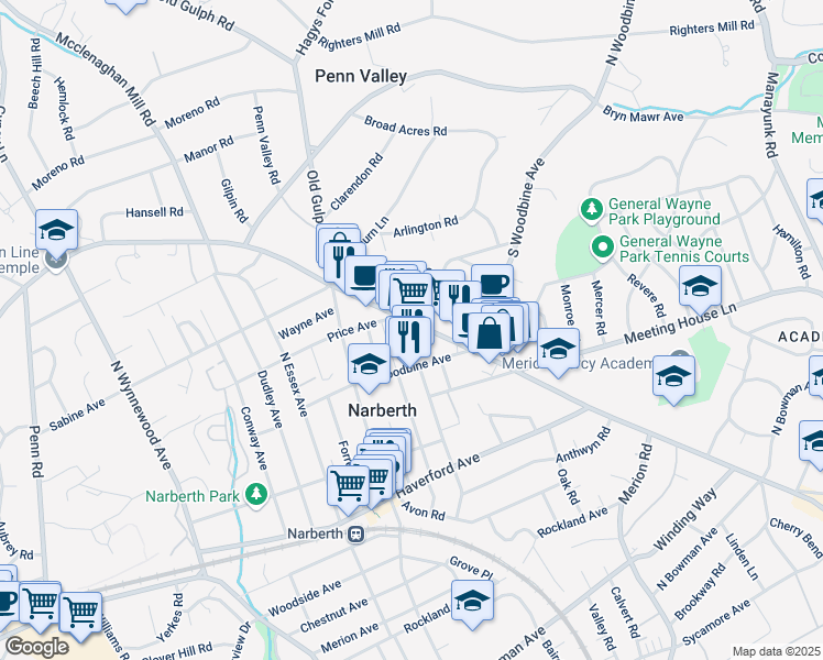 map of restaurants, bars, coffee shops, grocery stores, and more near in Montgomery County