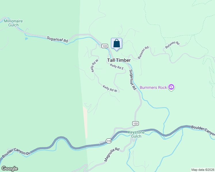 map of restaurants, bars, coffee shops, grocery stores, and more near 142 Kelly Road East in Boulder