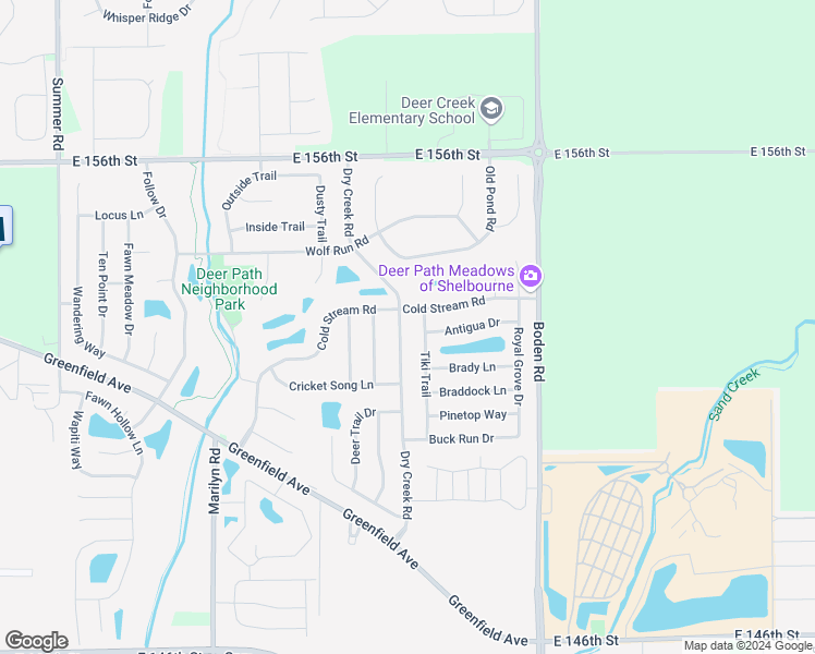 map of restaurants, bars, coffee shops, grocery stores, and more near 15261 Tiki Trail in Noblesville