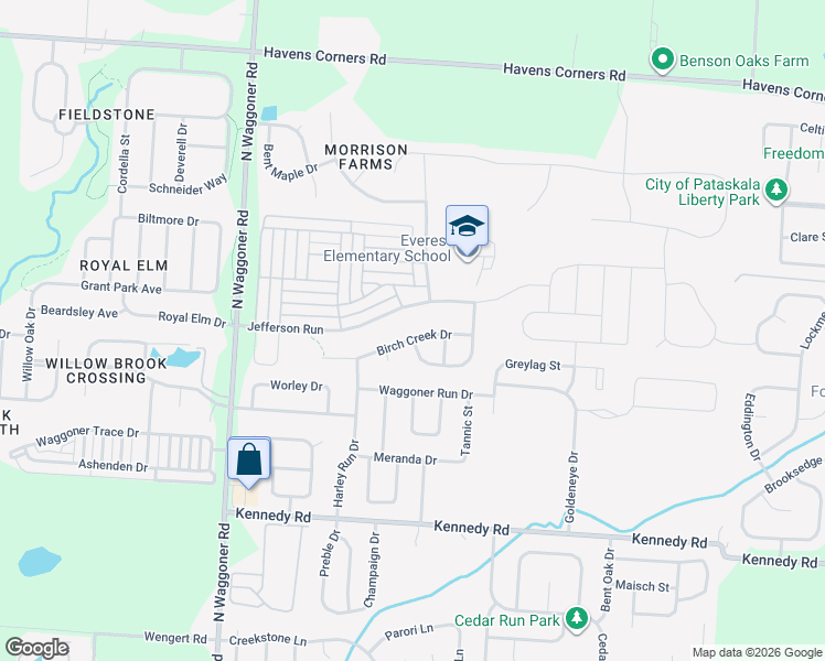 map of restaurants, bars, coffee shops, grocery stores, and more near 7902 Birch Creek Drive in Blacklick