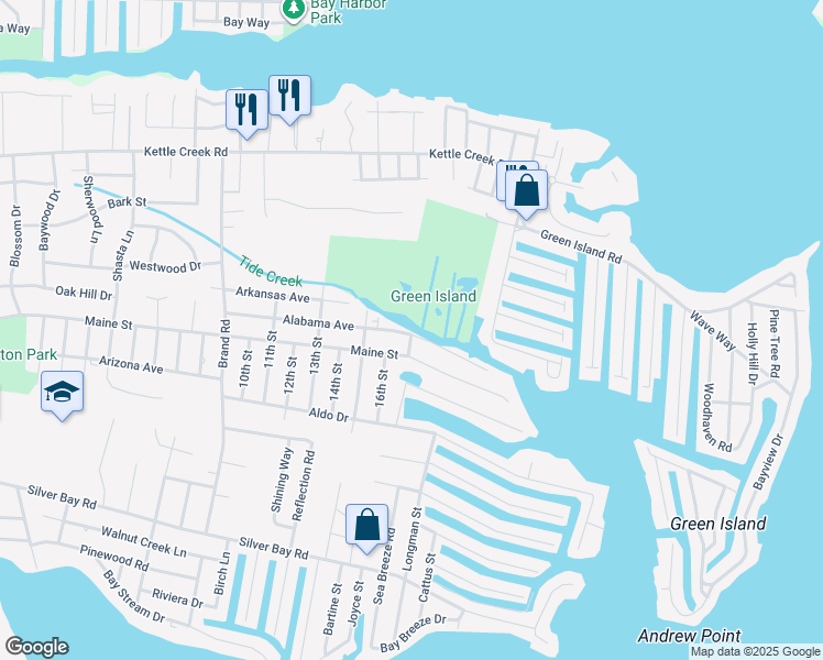 map of restaurants, bars, coffee shops, grocery stores, and more near 298 Alabama Avenue in Toms River