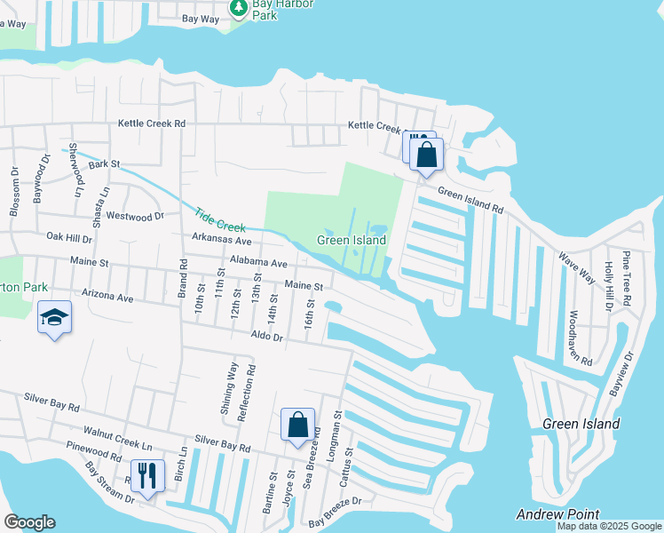 map of restaurants, bars, coffee shops, grocery stores, and more near 298 Alabama Avenue in Toms River