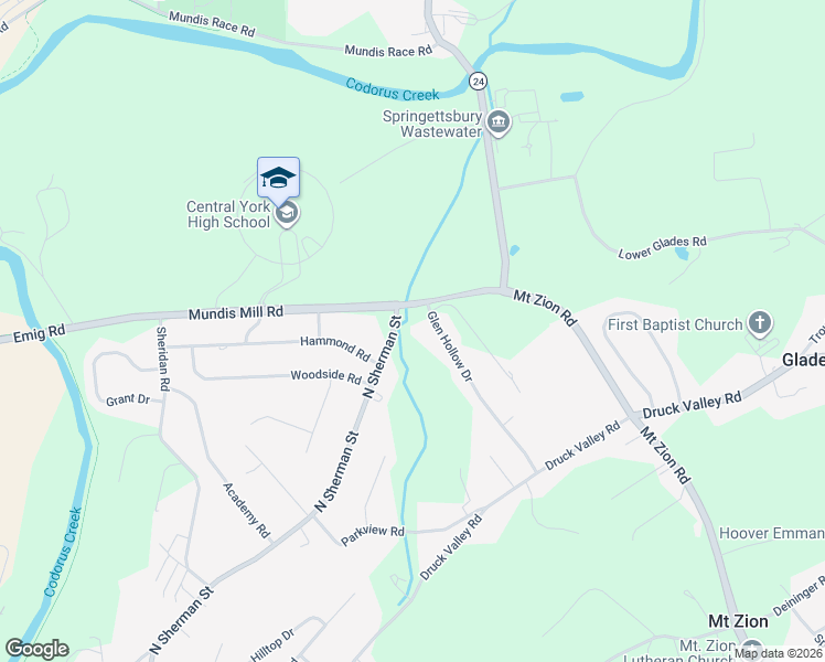 map of restaurants, bars, coffee shops, grocery stores, and more near 4775 North Sherman Street in York