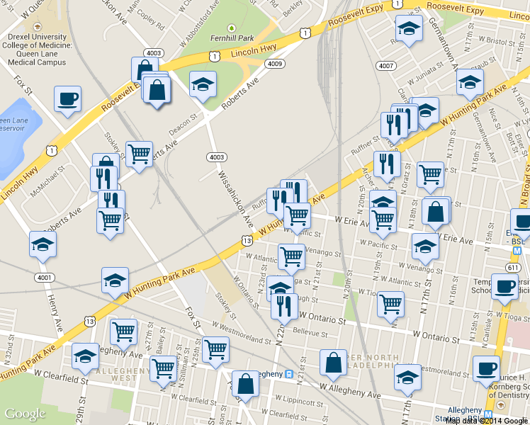 map of restaurants, bars, coffee shops, grocery stores, and more near 2256 Yelland Street in Philadelphia