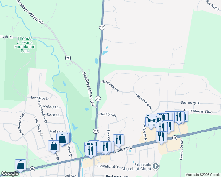 map of restaurants, bars, coffee shops, grocery stores, and more near 1837 Hazelwood Drive in Pataskala