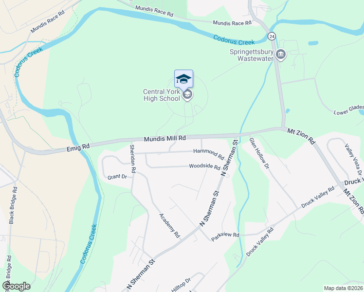 map of restaurants, bars, coffee shops, grocery stores, and more near 635 Hammond Rd in York