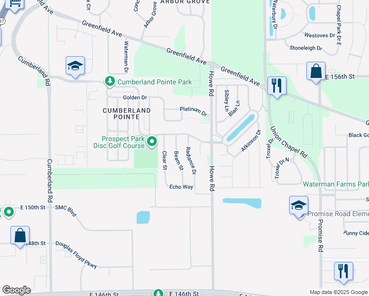 map of restaurants, bars, coffee shops, grocery stores, and more near 15285 Radiance Dr in Noblesville
