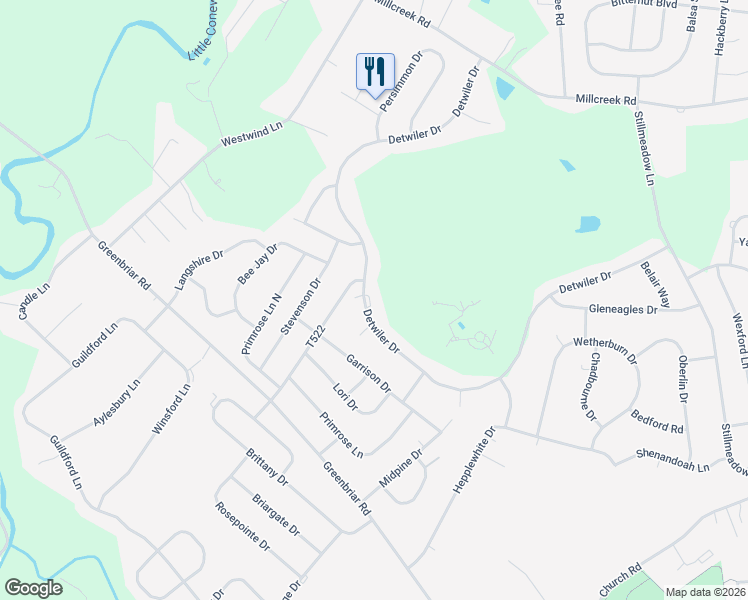 map of restaurants, bars, coffee shops, grocery stores, and more near 1340 Detwiler Drive in York