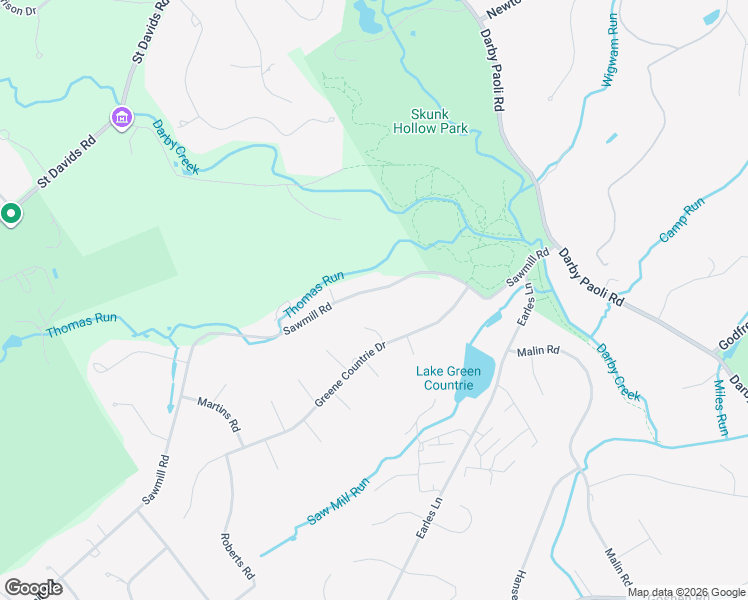 map of restaurants, bars, coffee shops, grocery stores, and more near 3212 Sawmill Road in Newtown Square