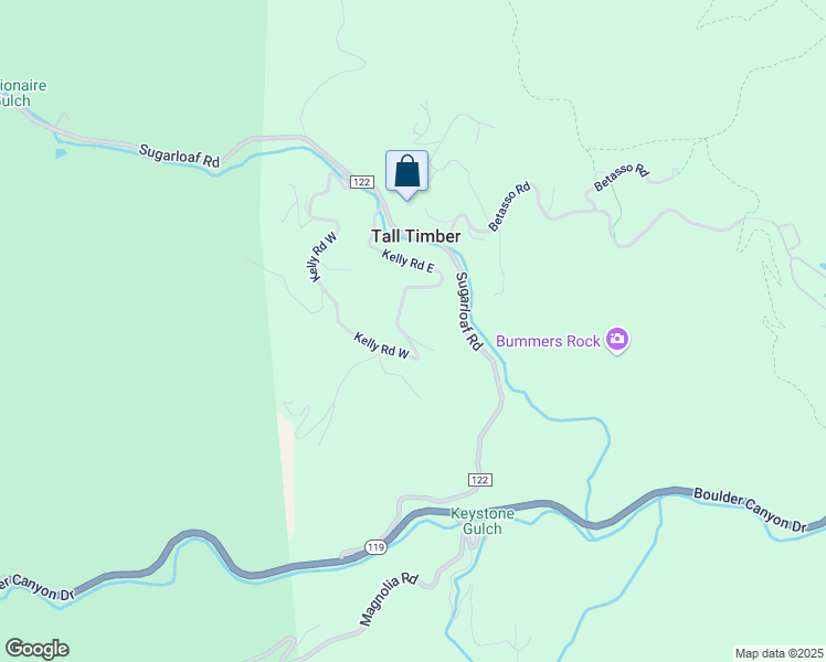 map of restaurants, bars, coffee shops, grocery stores, and more near 421 Kelly Road East in Boulder