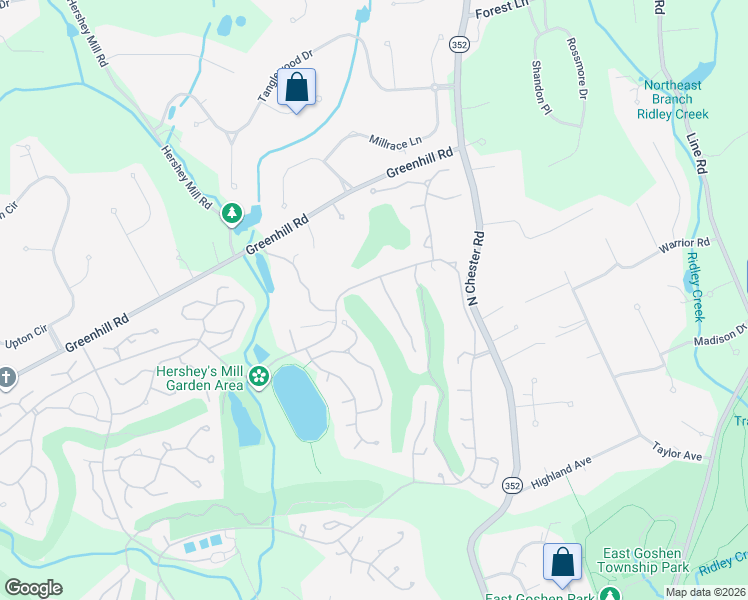 map of restaurants, bars, coffee shops, grocery stores, and more near 36 Ashton Way in West Chester