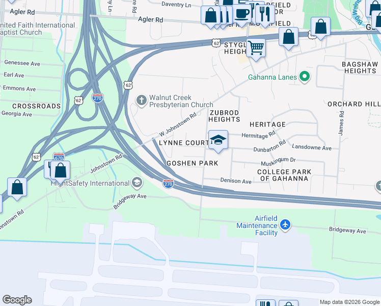 map of restaurants, bars, coffee shops, grocery stores, and more near 500 Melissa Court in Gahanna