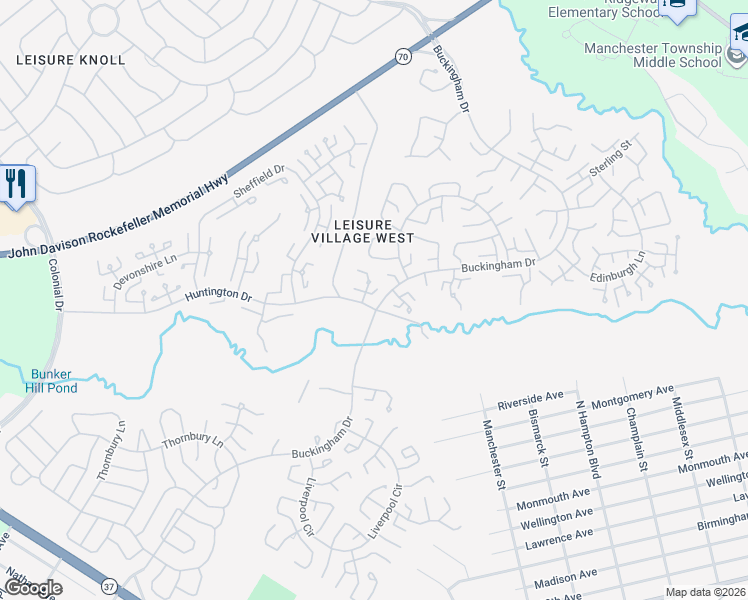 map of restaurants, bars, coffee shops, grocery stores, and more near 485B Winfield Court in Manchester Township