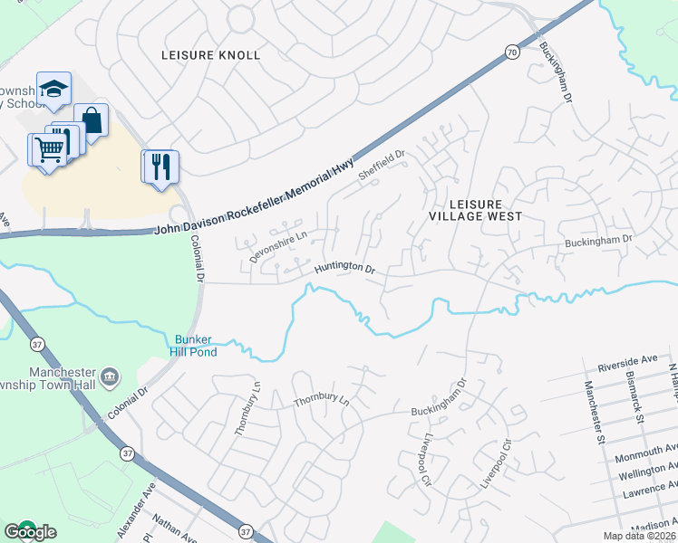 map of restaurants, bars, coffee shops, grocery stores, and more near 680C Huntington Drive in Jackson Township