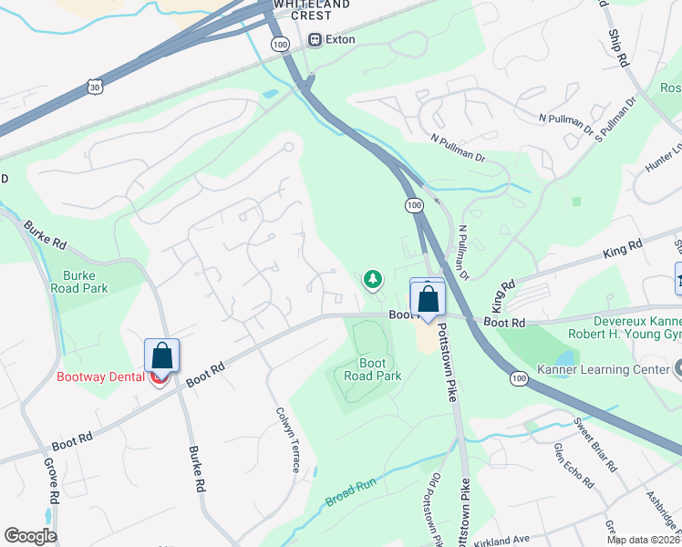 map of restaurants, bars, coffee shops, grocery stores, and more near 1458 Chestnut Court in West Chester