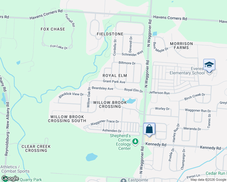 map of restaurants, bars, coffee shops, grocery stores, and more near 8060 Rameys Crossing Drive in Blacklick