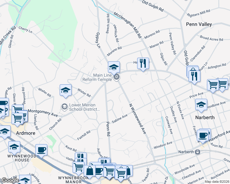 map of restaurants, bars, coffee shops, grocery stores, and more near 406 Wynmere Road in Montgomery