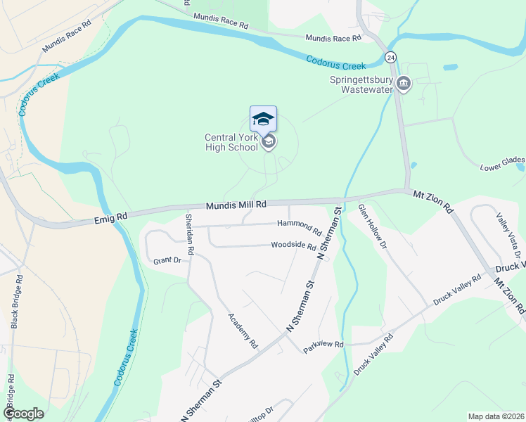 map of restaurants, bars, coffee shops, grocery stores, and more near 635 Hammond Road in York