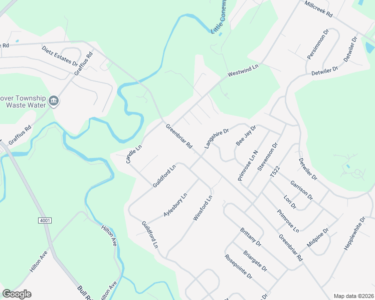 map of restaurants, bars, coffee shops, grocery stores, and more near 1635 Greenbriar Road in York