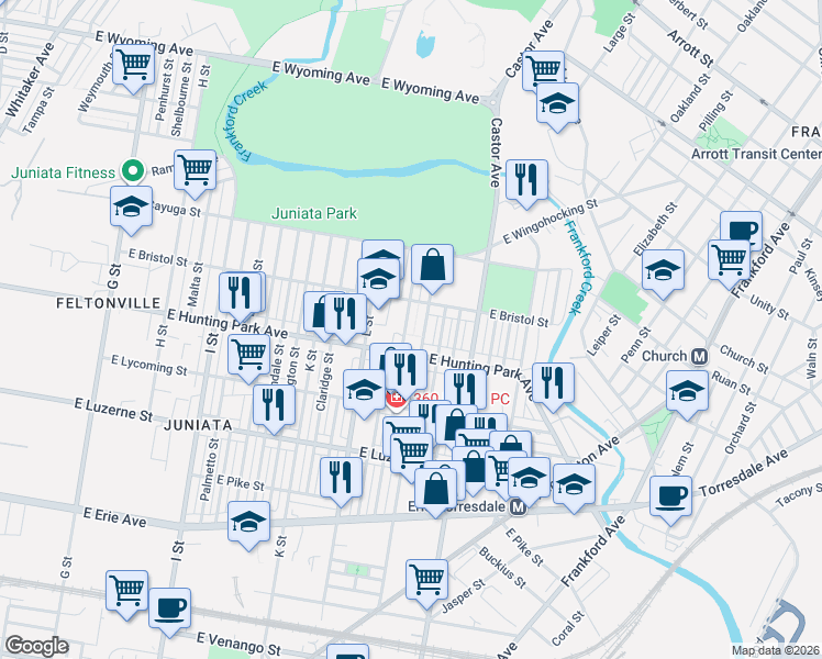 map of restaurants, bars, coffee shops, grocery stores, and more near 4213 Glendale Street in Philadelphia