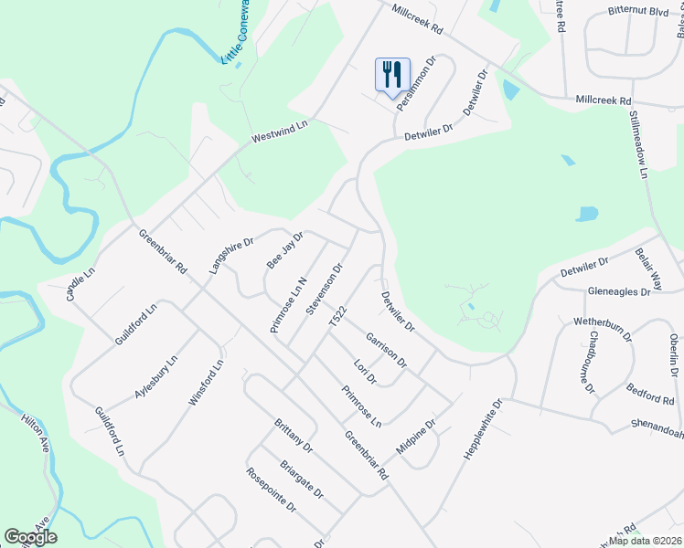 map of restaurants, bars, coffee shops, grocery stores, and more near 2730 Saint Andrews Way in York