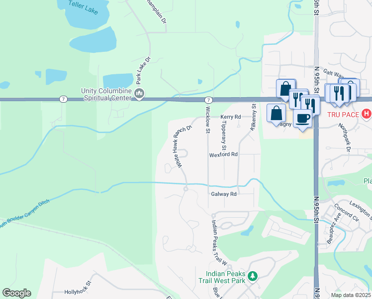 map of restaurants, bars, coffee shops, grocery stores, and more near 9065 Jason Court in Boulder