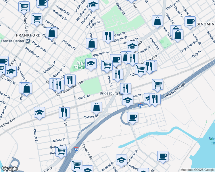 map of restaurants, bars, coffee shops, grocery stores, and more near 2175 Haworth Street in Philadelphia