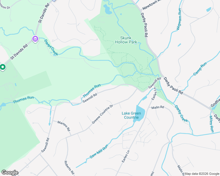map of restaurants, bars, coffee shops, grocery stores, and more near 3212 Sawmill Road in Newtown Square