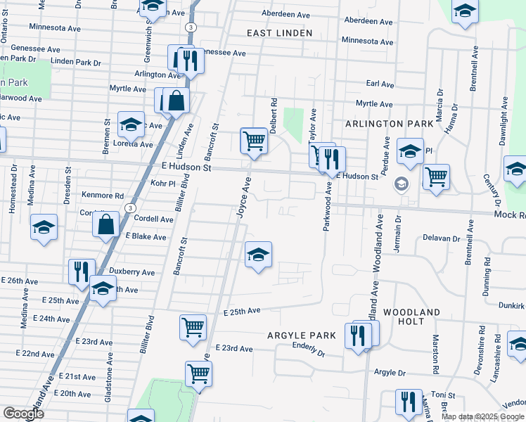 map of restaurants, bars, coffee shops, grocery stores, and more near 2139 Belleek Lane in Columbus