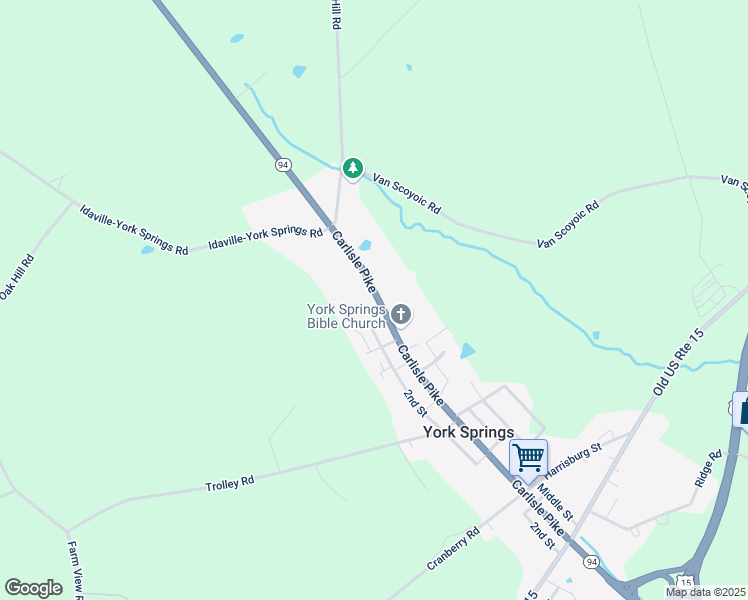 map of restaurants, bars, coffee shops, grocery stores, and more near 413 Main Street in York Springs