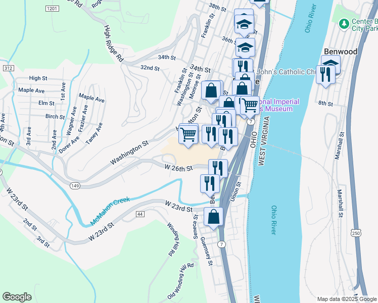 map of restaurants, bars, coffee shops, grocery stores, and more near 400 28th Street in Bellaire