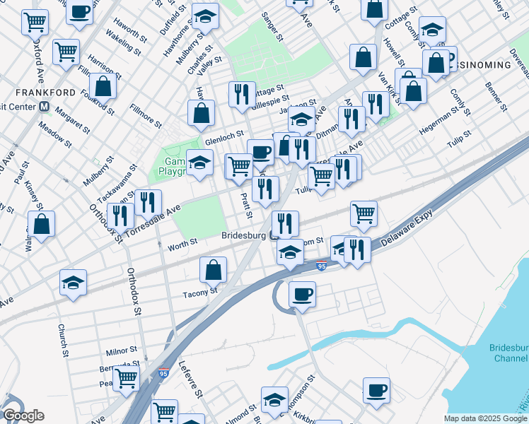 map of restaurants, bars, coffee shops, grocery stores, and more near in Philadelphia