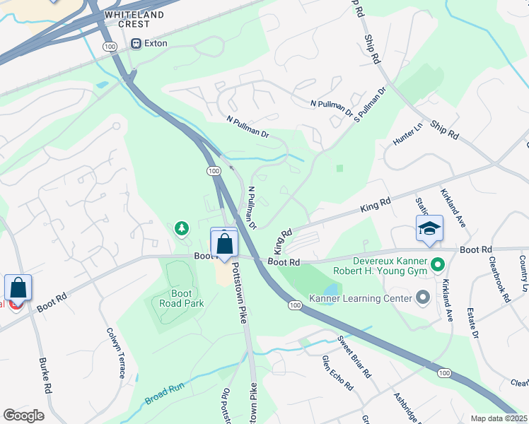 map of restaurants, bars, coffee shops, grocery stores, and more near 141 Weedon Court in West Chester