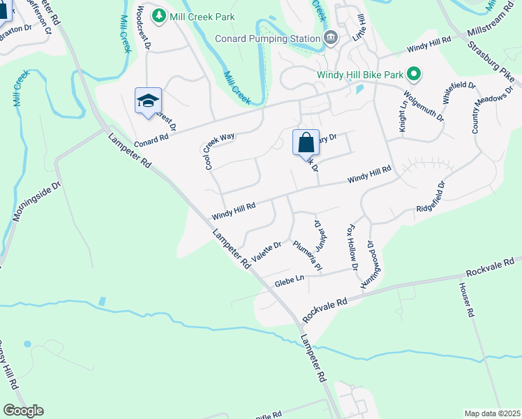 map of restaurants, bars, coffee shops, grocery stores, and more near 1722 Windy Hill Road in Lancaster