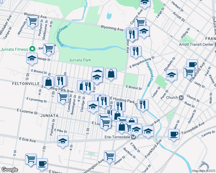 map of restaurants, bars, coffee shops, grocery stores, and more near 4248 M Street in Philadelphia