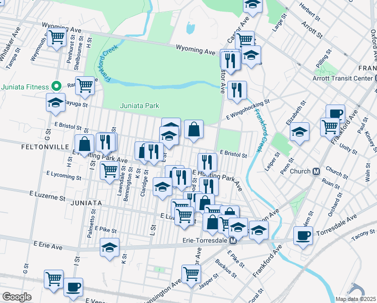 map of restaurants, bars, coffee shops, grocery stores, and more near 4308 Glendale Street in Philadelphia