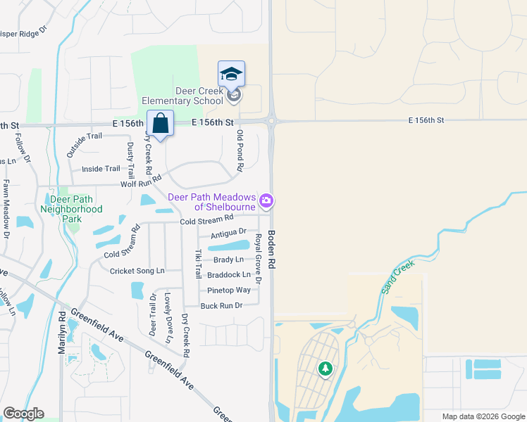map of restaurants, bars, coffee shops, grocery stores, and more near 15358 Royal Grove Court in Noblesville