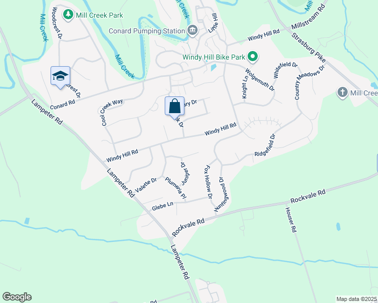 map of restaurants, bars, coffee shops, grocery stores, and more near 115 Nectar Terrace in Lancaster
