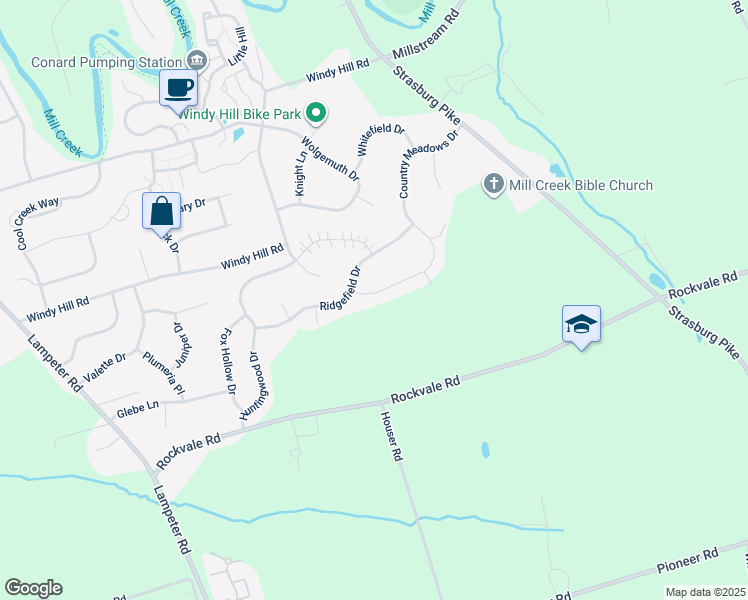 map of restaurants, bars, coffee shops, grocery stores, and more near 106 Country Meadows Drive in Lancaster